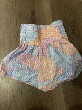 Free People Pastel Watercolor Smocked Waist Shorts
